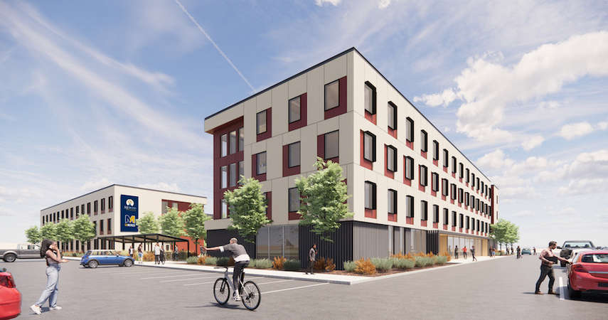 A rendering depicts the new housing project.