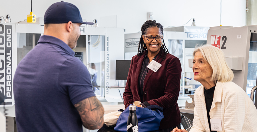 An impact showcase provided trustees and invited guests the opportunity to learn about spaces in the two new research buildings on campus.